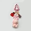 Flocked Labu Labubu Mini Keychain: Cute Grain Stroller Bag & Phone Pendant Ornament