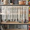 French Lace Curtain Vintage Short Sheer Cabinet Curtain Farmhouse Rustic Boho Small Window Rod Pocket Light Filtering Crochet Curtain