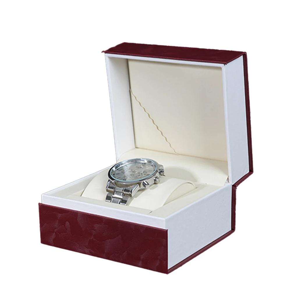 New PU Leather Threaded Square Watch Box Single Watch Case Portable Travel Watch Storage Box Scratch-Resistant Gift Watch Box