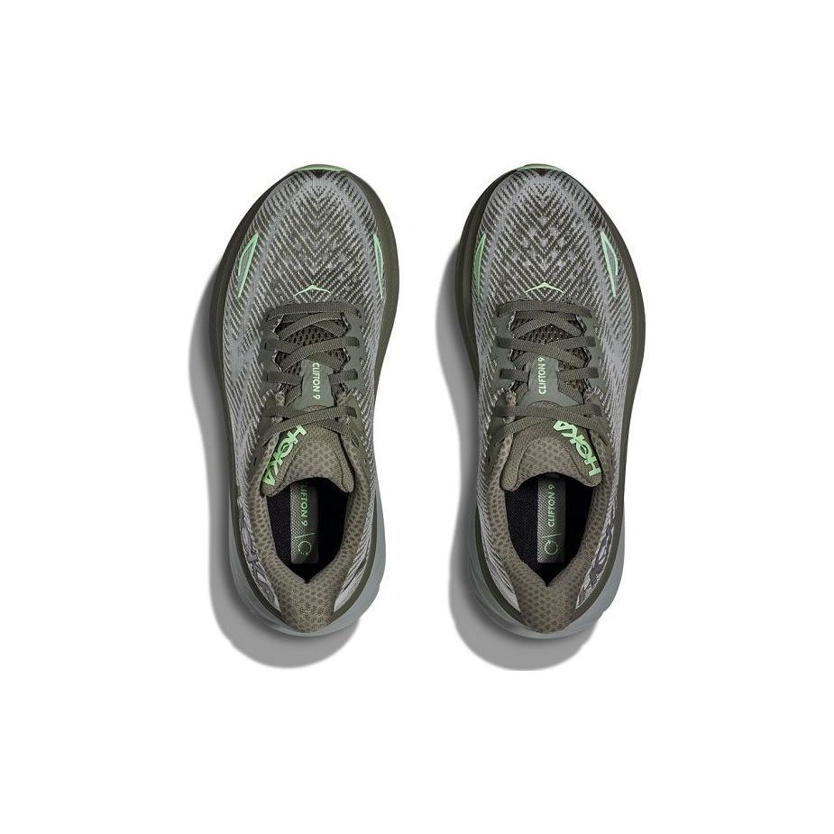 HOKA Clifton 9 Olive Haze Mercury Мужские кроссовки зеленые 1127895-OHMR