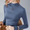 Semi-turtleneck Bottoming Shirt Women's New Women's Clothing Modal Long-sleeved T-shirt Warm Inside with Fleece Thickened Top
