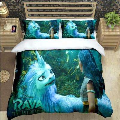 Дисней Райя и последний дракон Комплект постельного белья размера king Аниме Харадзюку 3D принт Пододеяльник с наволочкой Каваий декор для спальни