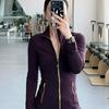 Спортивная куртка Lulu Define Gold Zipper для йоги - С воротником-стойкой, с длинным рукавом, для фитнеса и бега