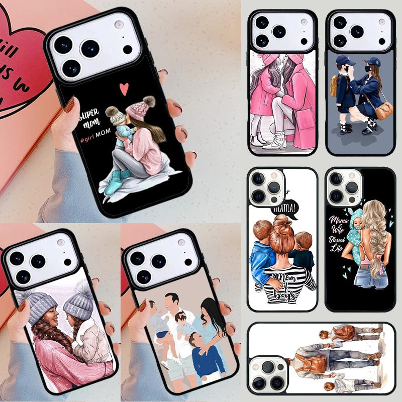 Чехол для телефона 'Супер Мама' для девочки и мальчика на iPhone 17 Air 14 15 13 12 Max Чехол для Apple 16e 11 Pro Max Plus Coque