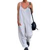 Женский комбинезон без рукавов с v-образным вырезом, большими карманами, широкими штанинами, тонкий комбинезон, комбинезон, уличная одежда