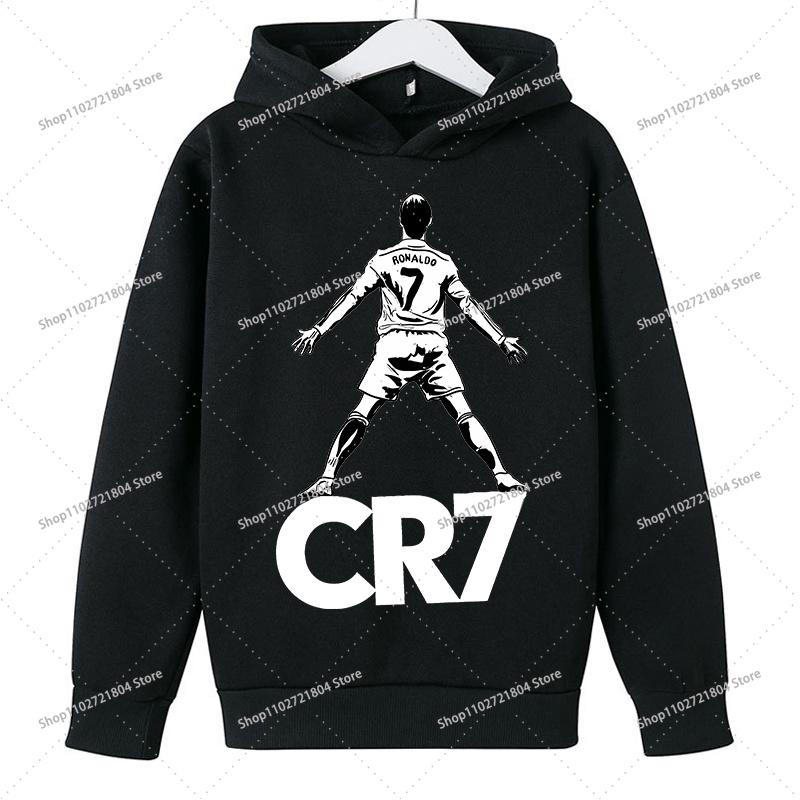 Худи с капюшоном Cristiano Ronaldo CR7 для детей Аниме Мультфильм Модная Толстовка Мальчики Девочки Осень Хип-Хоп Худи Детская одежда