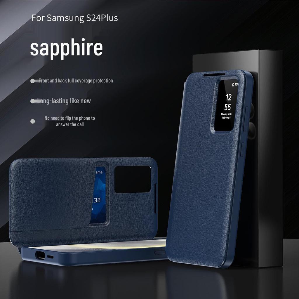Кожаный чехол Samsung S26 Ultra со слотом для карт и окном Smart Sleep