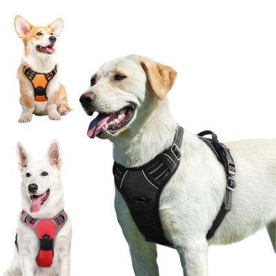 Шлейка для собак No Pull Dog для крупных собак, со светоотражающими полосками и ручкой управления, регулируемая и удобная, шлейка для домашних животных No Choke