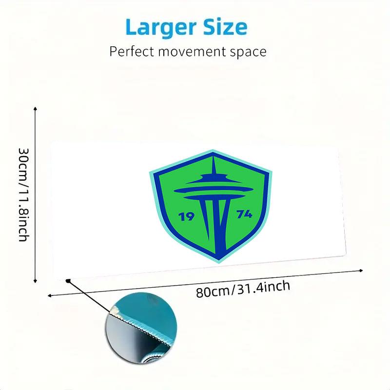 FC Seattle Sounders Mouse Pad, Large Gaming Desk Mat, Non-slip XXL Mousepad for Laptop & Tablet, Mini PC Playmat with Stitched Edges