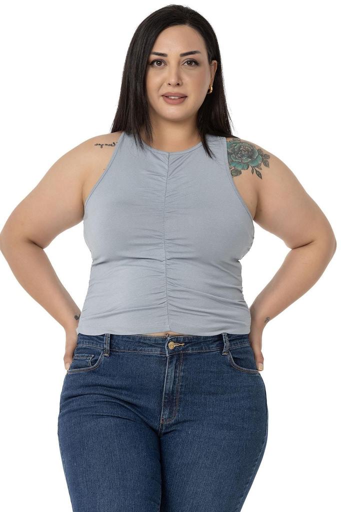 Women's Style Big Size Body Plus Size Halter Neck Mink Body With Draped Front And Sides