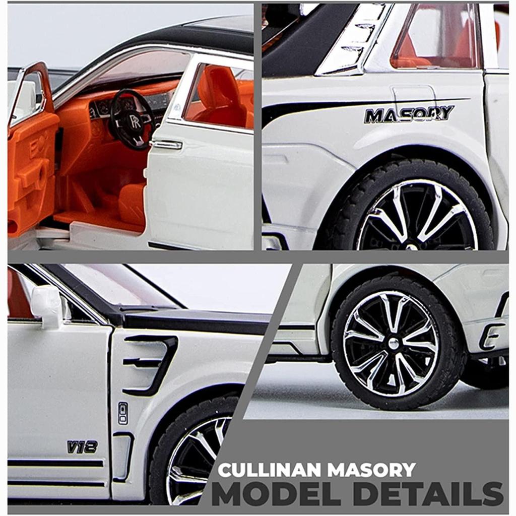1:32 Scale Alloy Model Car for Cullinan, Zinc Alloy Pull Back Toy Car with Sound and Light, Luxury SUV Miniature Metal Vehicle Collectible Toys