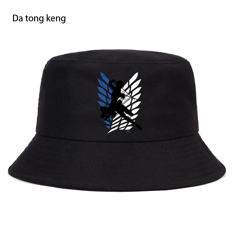 Летняя шляпа японского аниме «Атака Титанов», женская панама-ведро унисекс, дизайнерский плоский козырек, шляпа рыбака в стиле аниме 90-х годов