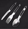 Stainless Steel Folding Camping Cutlery Set: Knife, Fork, Spoon