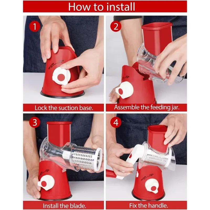 3 в 1 овощерезка многофункциональная вращающаяся ручная терка с 3 острыми роликами овощерезка сырорезка кухонные принадлежности