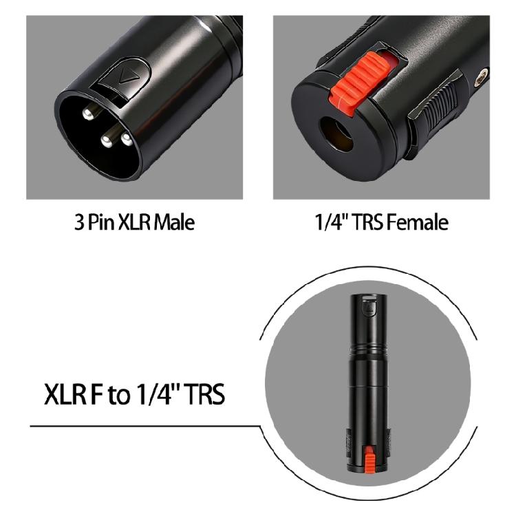 Конвертер 6,35 мм 1/4 дюйма TRS Female на 3-контактный XLR Male с надежной фиксацией для сценического и студийного применения