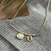 Imitation Pearl Tigereye Stone Pendant Necklaces Geometric Collarbone Necklace  Women