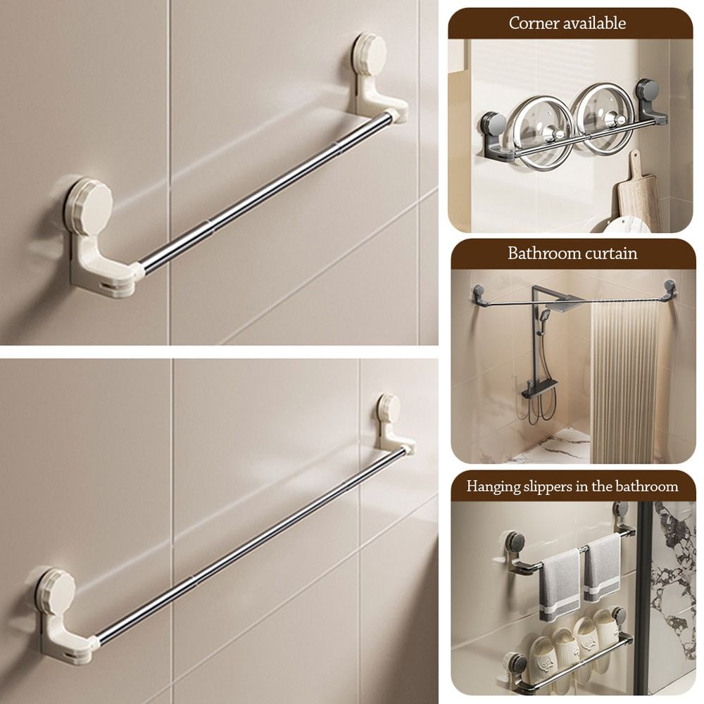 Suction Cup Towel Rack Adjustable Bathroom Storage Rod New Slipper Rack