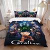 3Pcs Coraline'S Magical Adventure Bedding Set Soft Fabric Duvet Cover Pillowcases Christmas Xmas Halloween Gift 1 Duvet Cover 2 Pillowcase L1329