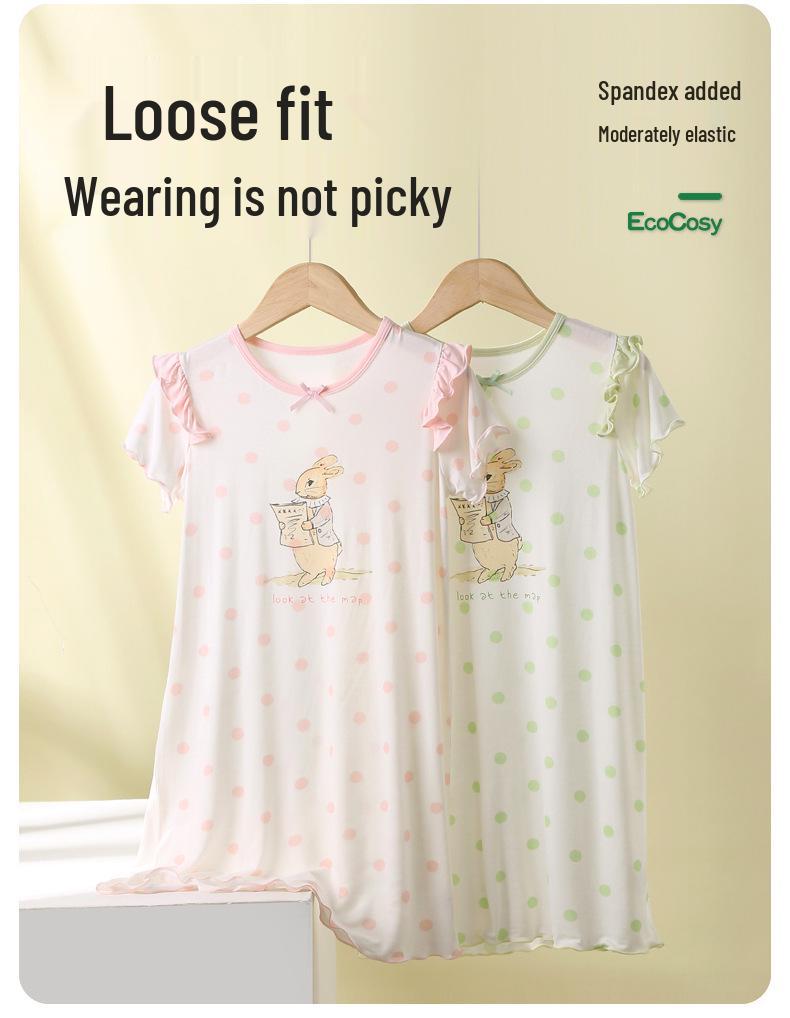 Летняя мультяшная ночная рубашка для девочек - Дышащая пижама свободного кроя для малышек