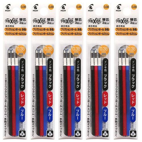 Pilot Multi-color Type Refill Friction Ball Slim LFBTRF30UF3C X 5 0.38mm 3 Colors X 5 Packs