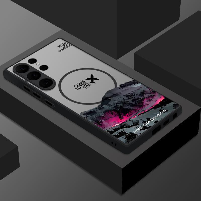 Mountain Peak Aircraft Print Case For Samsung Galaxy S25 S23 S24 Ultra S21 S20 S24 FE S22 Plus For Magsafe Magnetic Matte Cover