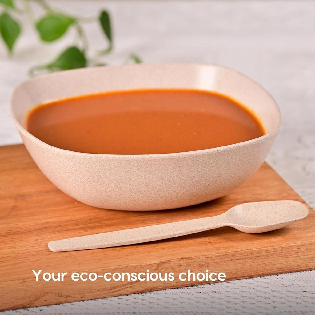 Set of 2 Earth-Friendly Multipurpose Bowls for Kitchen | 600 ml | Made with Bamboo Fibers & Rice Husk | Microwave Safe Bowl