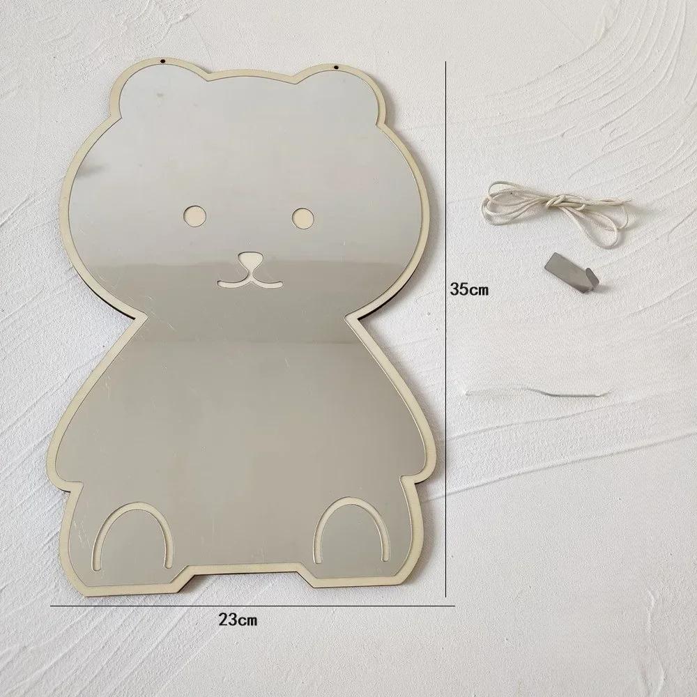 Креативное декоративное зеркало для детской комнаты, милое акриловое зеркало в форме медведя и кролика, реквизит для детской фотографии, скандинавский домашний декор для детской