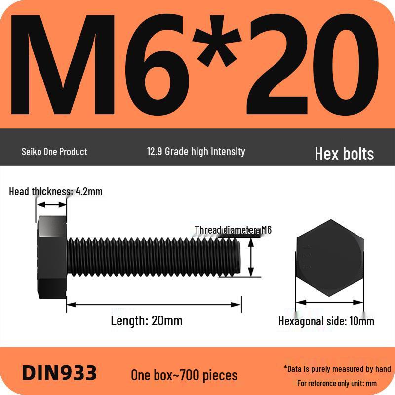 Набор шестигранных болтов высокой прочности Класса 12.9: Размеры M4-M16