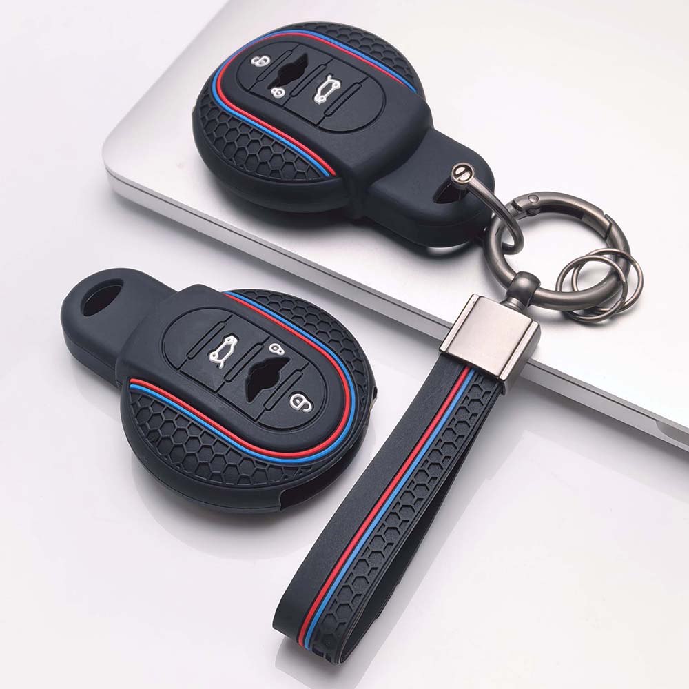 Силиконовый чехол-брелок для автомобильного ключа с брелоком для BMW Mini Cooper F54 F55 F56 F57 F60 3, Подходит для BMW Cooper F54 F55 F56 F57 F60 Спортивная полоса Мягкая кожа