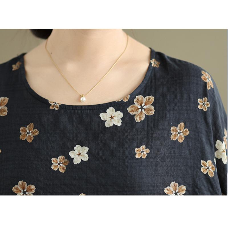 DIMANAF 2025 Большой размер Осень Новая футболка Женщины Свободный Повседневный Круглый вырез Топы Футболки Рубашки Оверсайз Винтажный принт