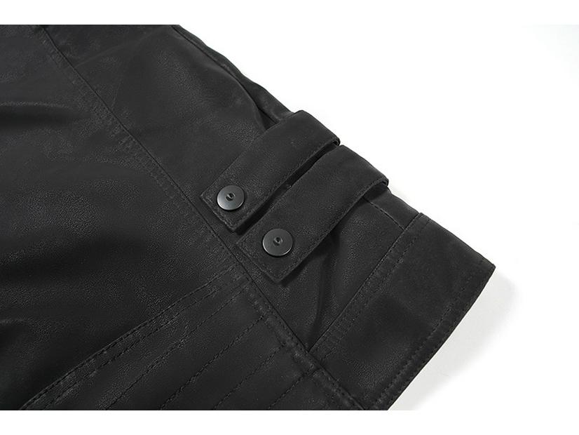 Мужская кожаная куртка приталенного кроя с воротником-стойкой - Осенне-зимний мотоциклетный стиль