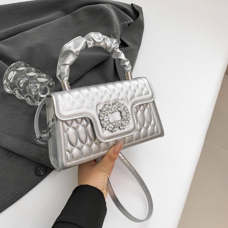 Женская сумка, сумка-мессенджер через плечо с текстурой в иностранном стиле, модная и повседневная маленькая квадратная сумка 2024 года, новая летняя простая сумка