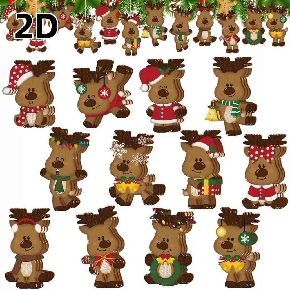 2D Flat Christmas Tree Decor Wooden Home Decor Cute Style Christmas Hanging Christmas Gift Giving