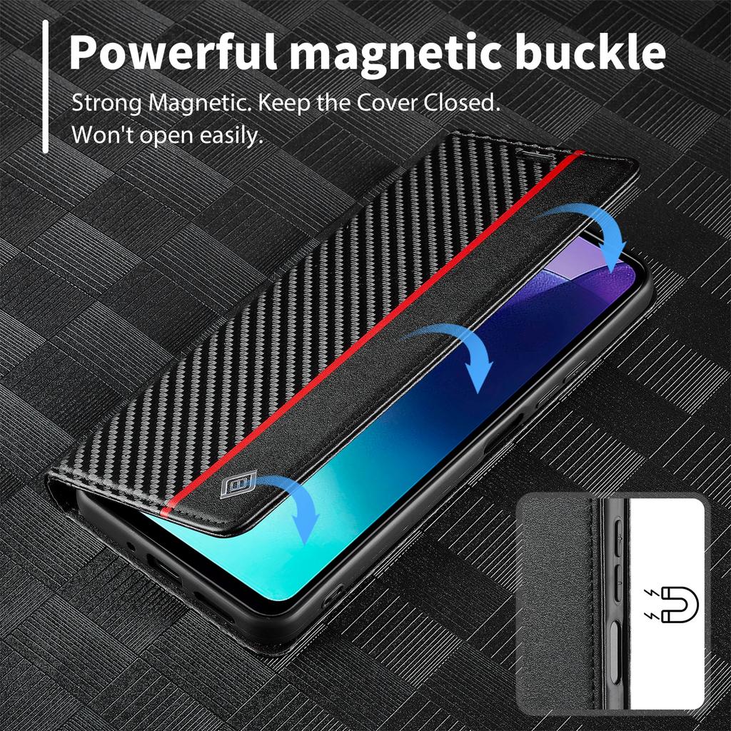 LC.IMEEKE For Xiaomi Redmi A4 5G Case Carbon Fiber Texture Phone Cover Stand Card Holder