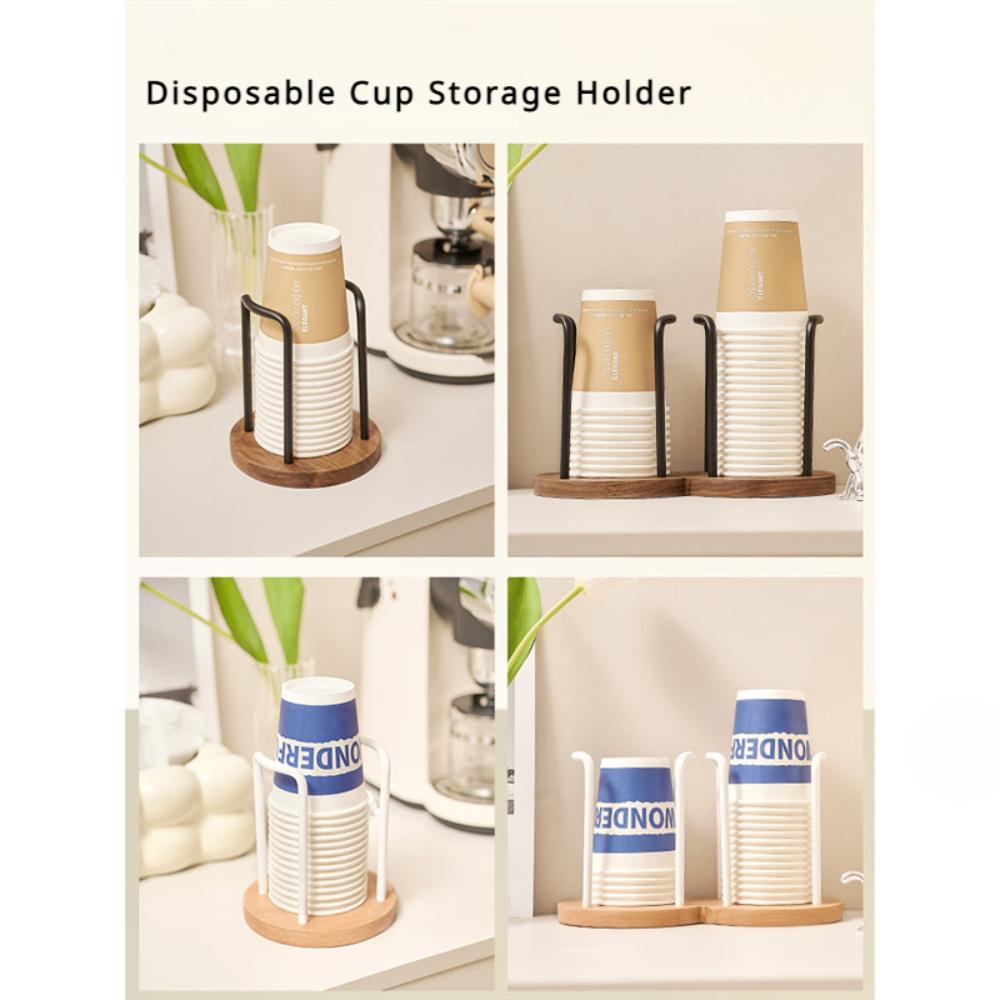 Disposable Cup Storage Holder Rack Shelf, Water Tea Cups Wood Dispenser with Long Stick Mug Display Stand, Organizer Supplies