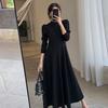 Hepburn Style Dress Women's Fall Haute Couture Long Dress French Long-sleeved Dress