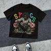 Мужская повседневная футболка с графическим принтом SYCS Graffiti Print Символы «Не курить» Обычный крой Короткий рукав Машинная стирка Уличная одежда