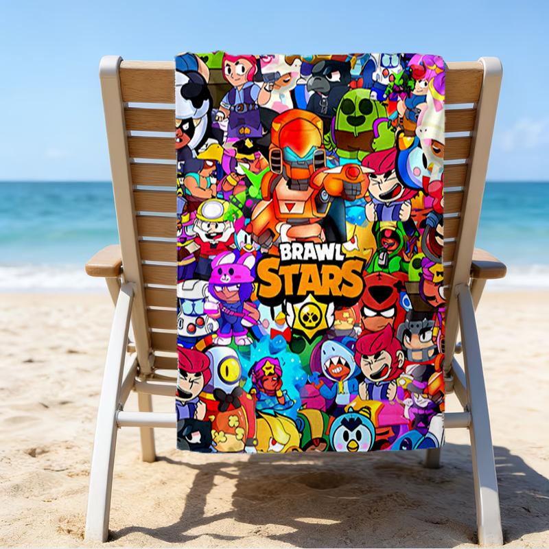 Ultra-Soft Beach Towel with Brawl Stars Theme,Ideal for Pool - Camping, Diving - Perfect Travel Essential, Vibrant Beach Towel.