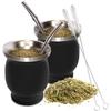 304 Stainless Steel Mate Cup  Double Wall Argentine Mate Gourd With Bombillas and Cleaning Brush