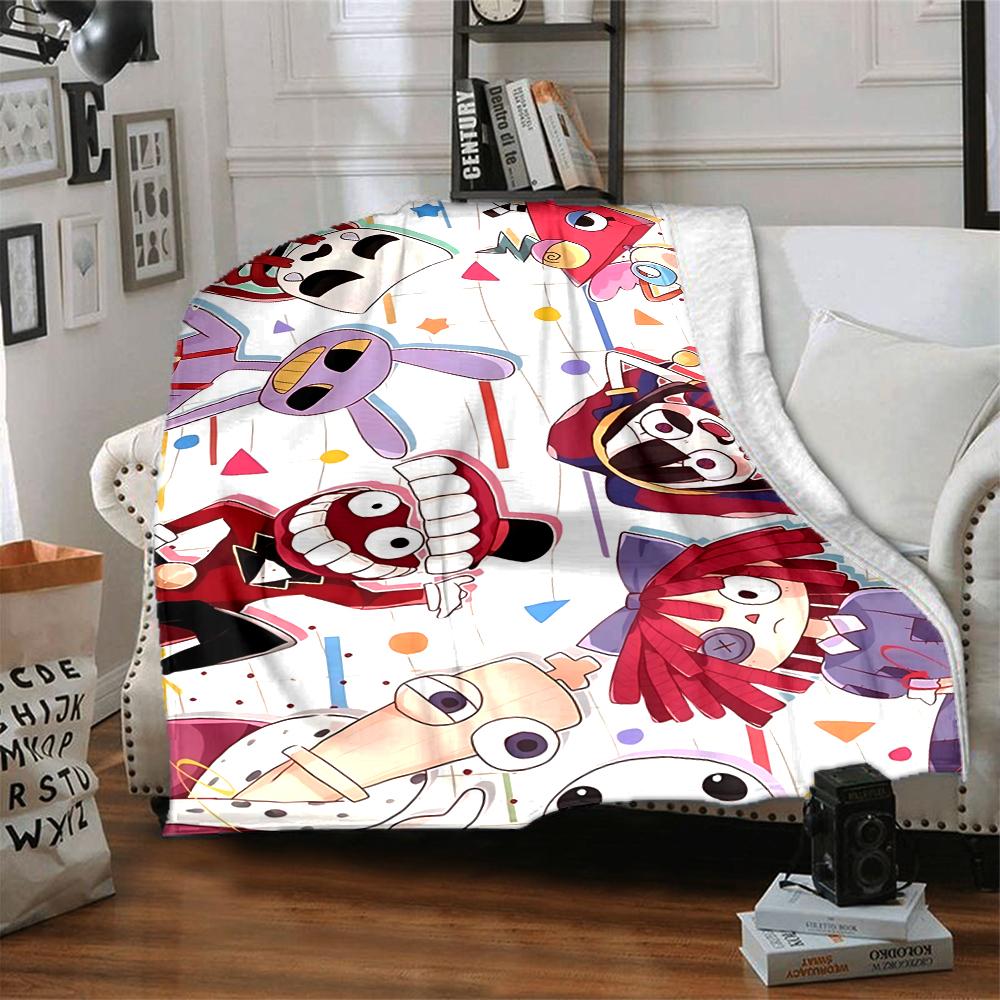 1Pc Happy Cartoon Characters Celebration Flannel Blanket, Soft And Comfortable, Casual Warm, Camping Travel, Christmas, Halloween Xmas Gift Y1573
