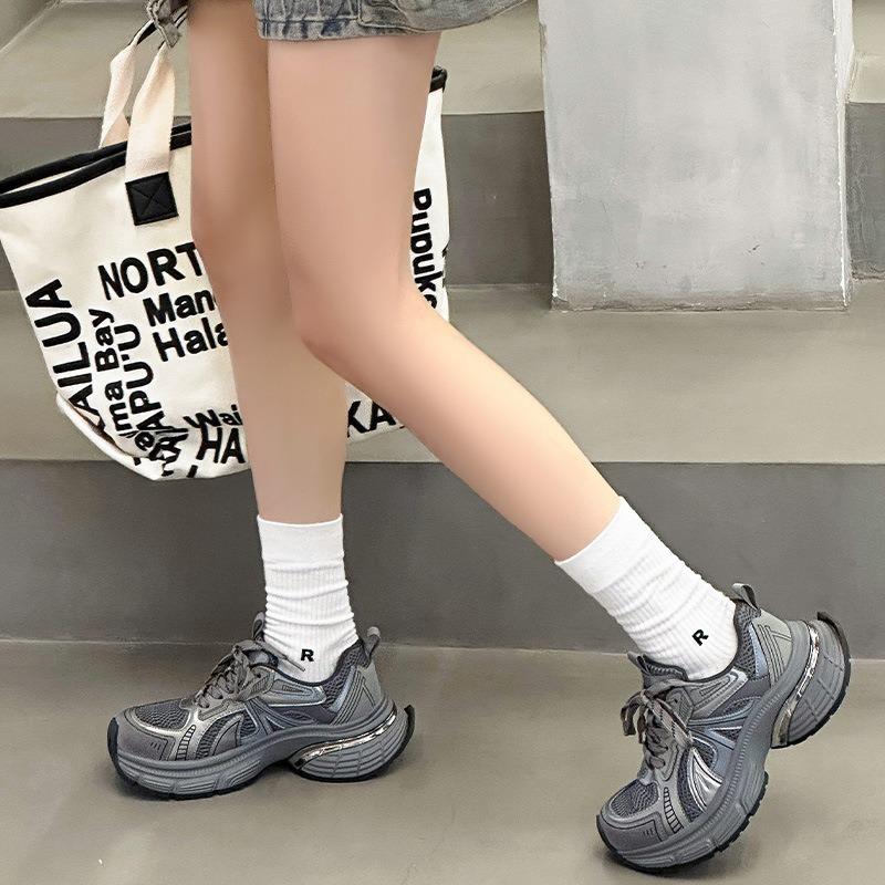 Платформа-маффин папины кроссовки женские весенние новые кожаные сетчатые дышащие повседневные кроссовки