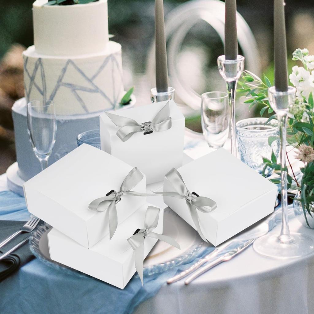 20 шт. Маленькие подарочные коробки для ювелирных изделий, подарочные коробки оптом с крышками и лентами, квадратные подарочные коробки, бумажные коробки для подарков на свадьбу, день рождения, вечеринку, праздник