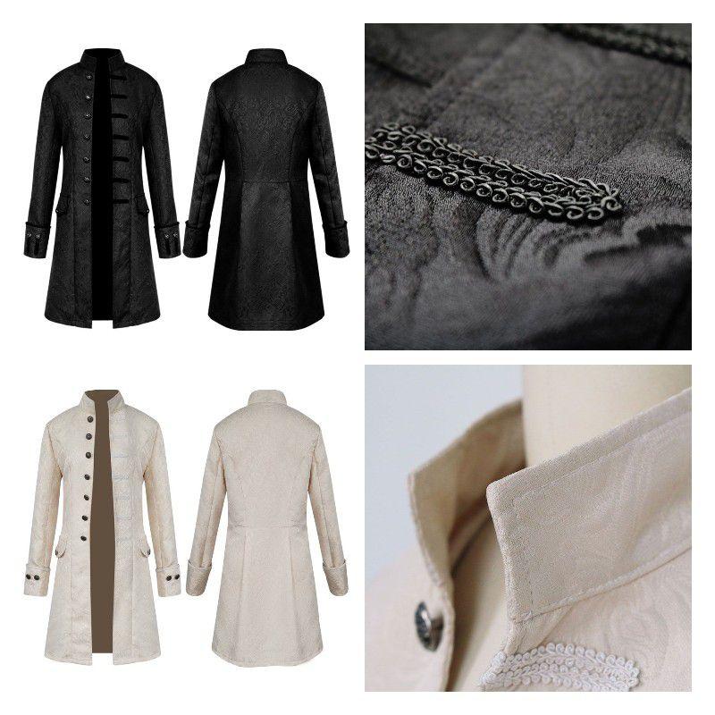 Retro Gothic Victorian Uniform Tailcoat Jacket For Men