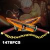 1478 шт., убийца демонов, меч Узуи Тенген, аниме, ниндзя, строительные блоки, нож, оружие, игрушка, модель катаны, сборные кирпичи, подарки для детей