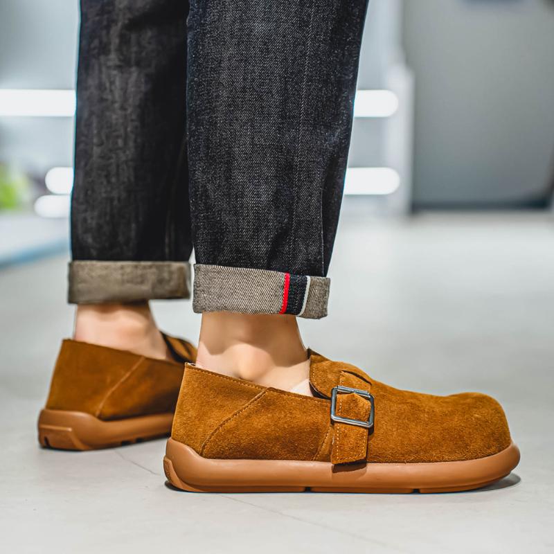 Новая мужская обувь Легкая Удобная Одношаговая Ленивая Обувь Противоскользящая Спортивные Туфли-Бобы Мягкая Подошва Широкий Носок Мужская Повседневная Обувь