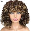 African Women Short Kinky Curly Wigs Silk Hair Natural Look with Bangs High Temperature Wigs Long-Lasting Wear