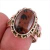 Natural Mahogany Red Obsidian Gemstone TwoTone 925 Sterling Silver Ring S.8 u7V33