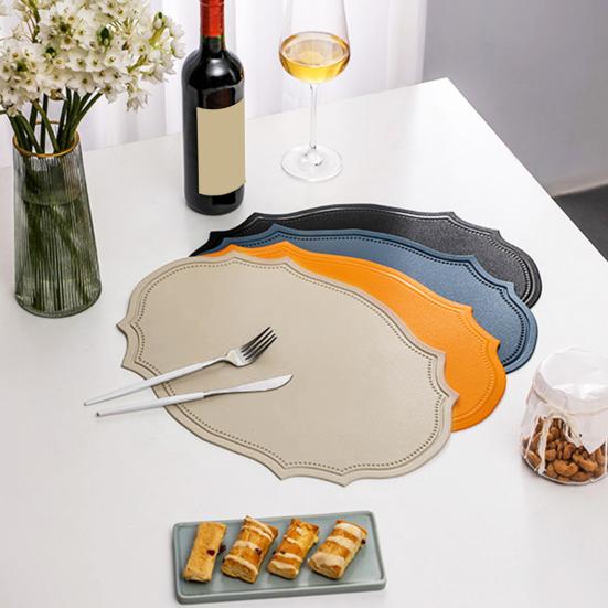 Heat-Resistant PVC Placemats Reusable Non-Slip Table Mats Waterproof Elliptical Shape Dining Place Mat for Kitchen Coffee Table