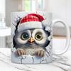 3D Snowman Owl Owl Ceramic Coffee Mug Water Cup Christmas Hat Christmas