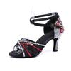 New Latin Dance Shoes Diamond Satin Female Adult Middle High Heel Dance Shoes Performance Girls Dance Shoes Soft Sole High Heels